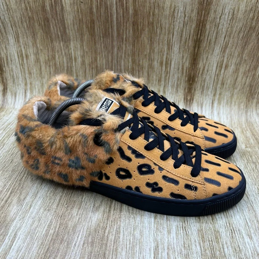 Puma x Mihara Yasuhiro Men's Size 10 Tan Black Leopard Faux Fur Shoes 357300-01